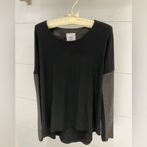 Danier black long sleeve shirt with leather arms